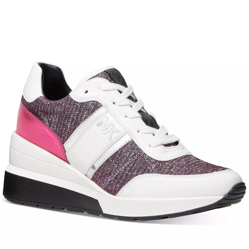 Michael Kors Mabel Merlot Multi Trainer Wedges Sneakers Shoes Multi Size NEW